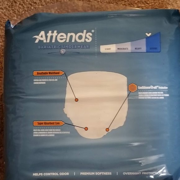 Attends Disposable Bariatric Underwear size 3XL (one pkg of 10) - Picture 2 of 3